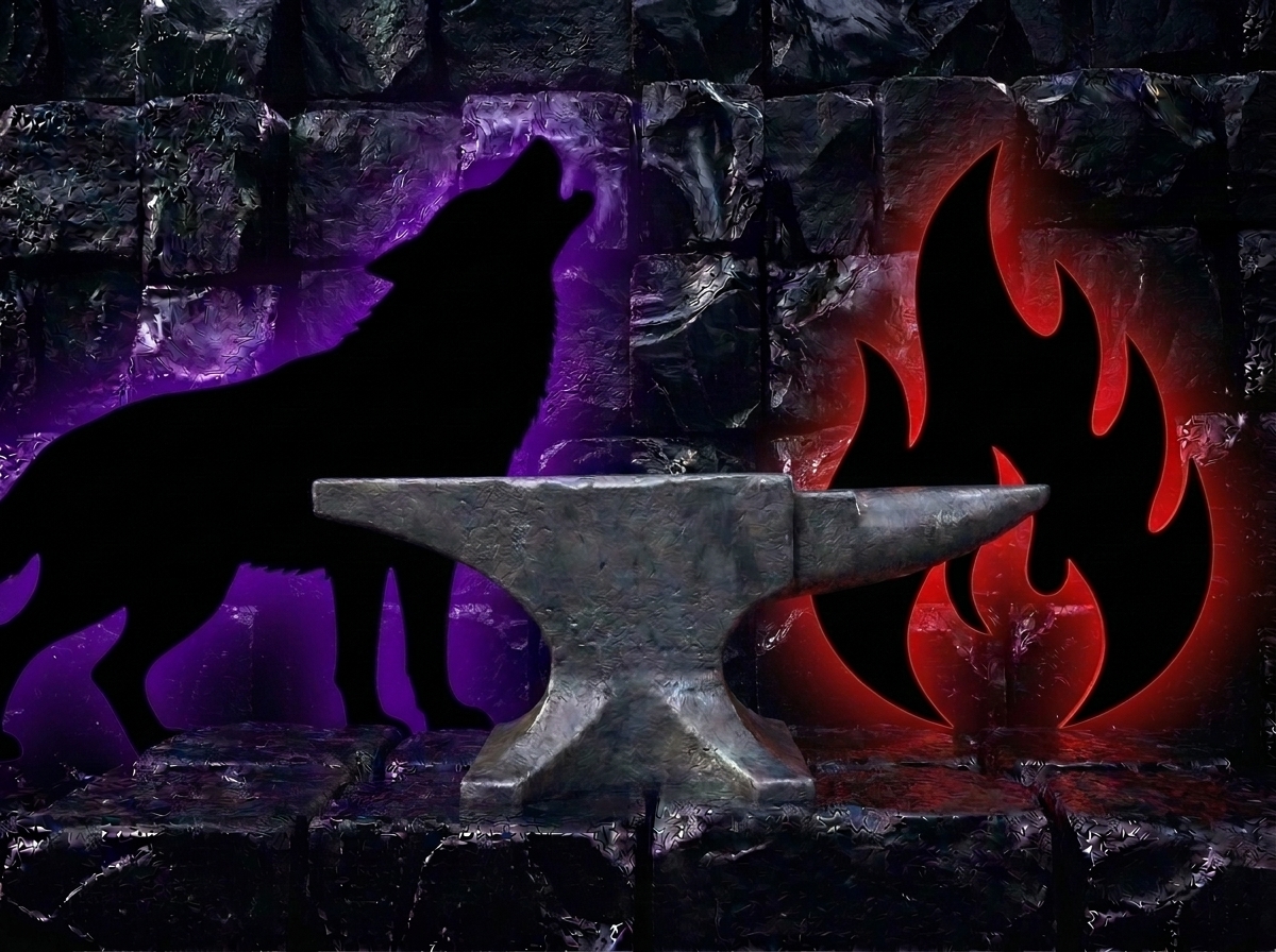 wolf-and-flame-silhouette-behind-anvil
